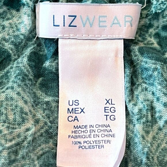 LizWear XL Teal Peasant Top with Drawstring - Picture 8 of 9